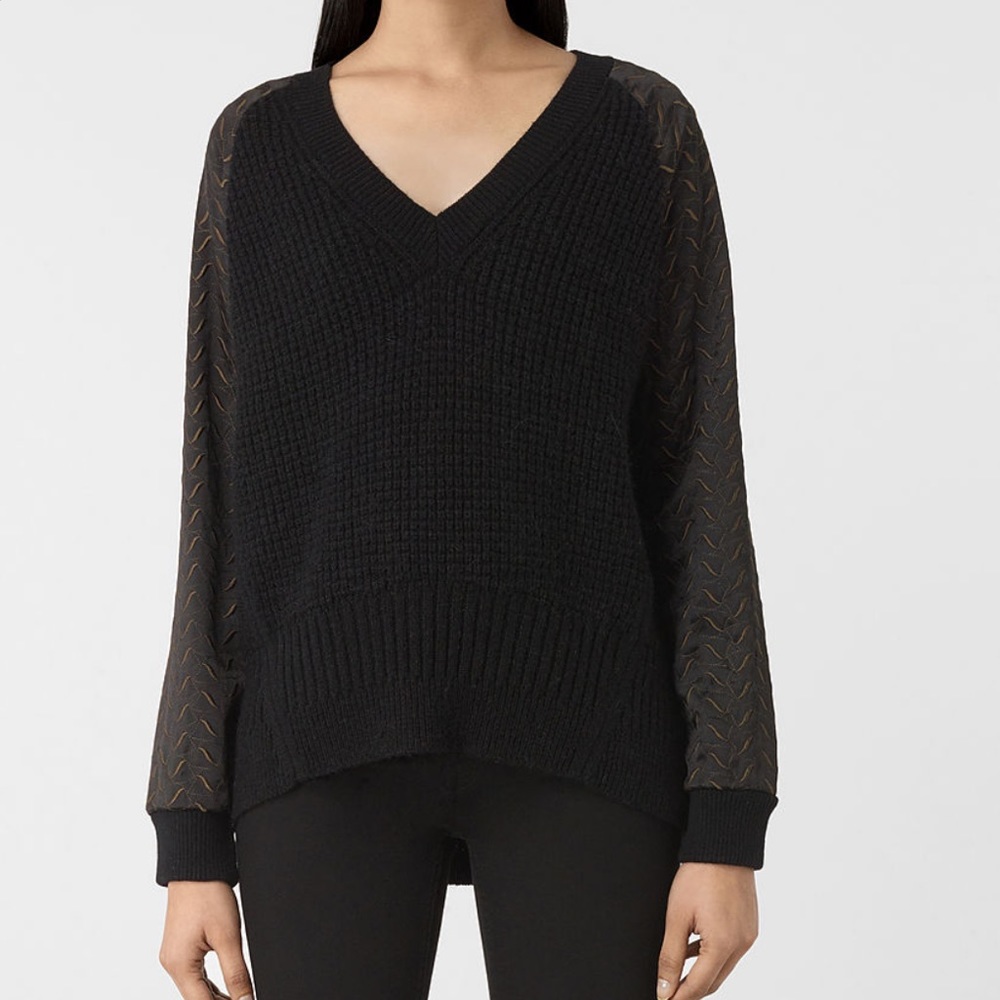 NWT ALLSAINTS
Fia Embroidered Sweater In Black XS